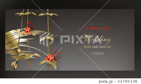 Tropical black and gold leaves on dark background Tropical black and gold leaves on dark background 53795136