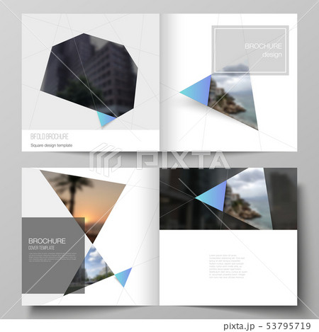 The vector layout of two covers templates for square design bifold brochure, magazine, flyer 53795719