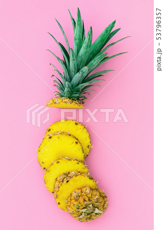 Sliced pieces of delicious pineapple 53796357