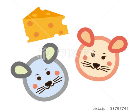 ねずみ ねずみ年 年 年賀状 イラスト チーズのイラスト素材