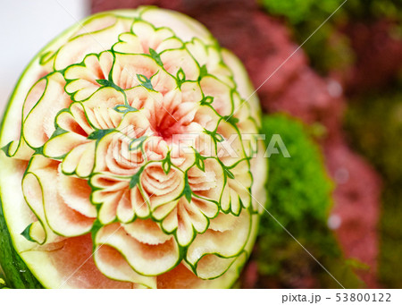 Fruit and vegetable carvings, Display thai fruit Fruit and vegetable carvings, Display thai fruit 53800122