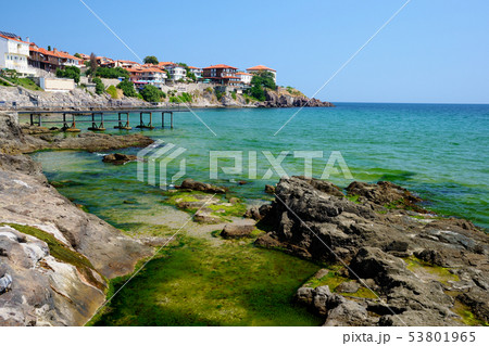 Black Sea coast in old town of Sozopol, Bulgaria 53801965