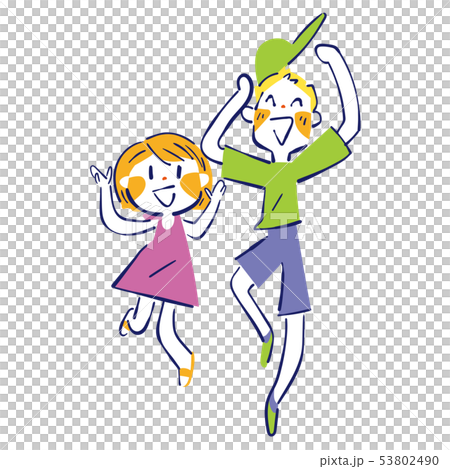 I'm glad! Jumping children illustration 53802490