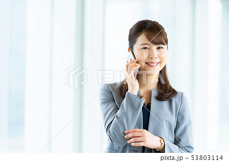 電話をするビジネスウーマン ビジネスイメージ 女性社員 電話をするビジネスウーマン ビジネスイメージ 女性社員 53803114