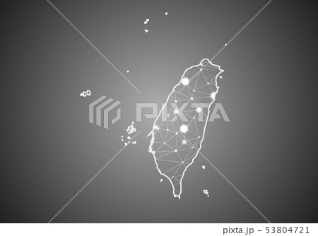 Vector wireframe mesh polygonal of taiwan map. 53804721