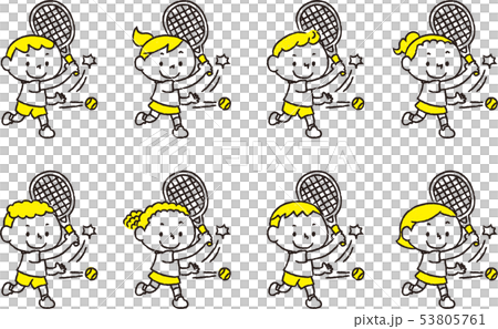 來自不同國家的兒童打網球（黃色） 53805761