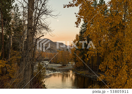 Sunset views of the Chewuch River as it flows through Winthrop 53805911
