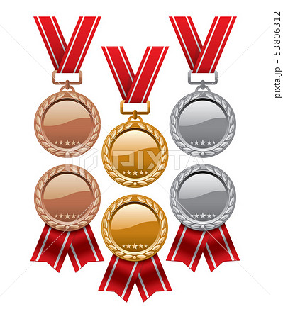vector set of gold, silver and bronze medals 53806312