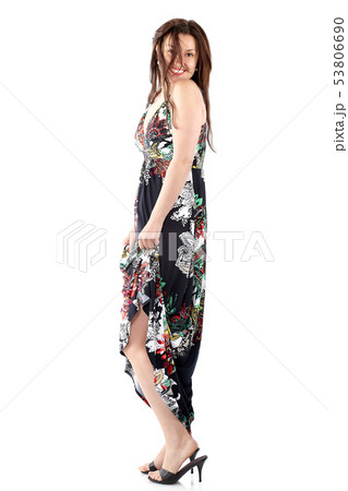 young beautiful woman in sundress with colorful 53806690