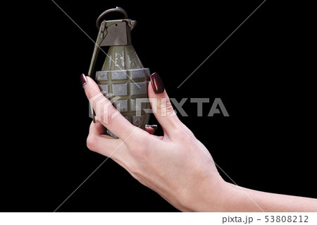 hand grenade in girl hand hand grenade in girl hand 53808212