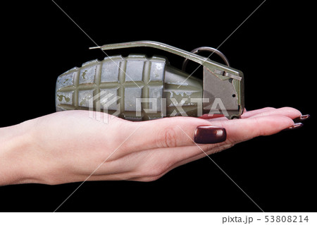 hand grenade in girl hand hand grenade in girl hand 53808214