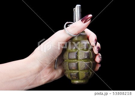 hand grenade in girl hand hand grenade in girl hand 53808218