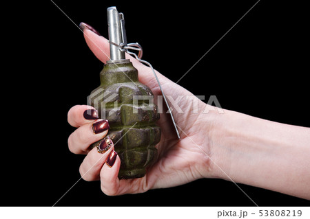 hand grenade in girl hand hand grenade in girl hand 53808219