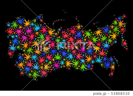 Mosaic Soviet Union Map of Bright Hemp Leaves 53808310