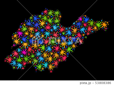 Mosaic Shandong Province Map of Bright Hemp Leaves 53808386