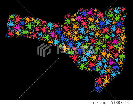 Mosaic Santa Catarina State Map of Colored Hemp Leaves 53808410