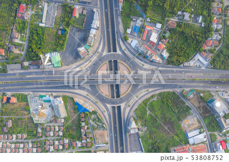 Aerial view of highway junctions Top view of Urban 53808752