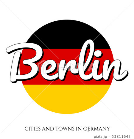 Circle button Icon with national flag of Germany with black, red and yellow colors and inscription Circle button Icon with national flag of Germany with black, red and yellow colors and inscription 53811642