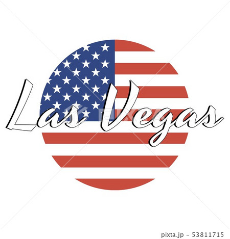 Circle button Icon of national flag of The United States of America with red and blue colors and 53811715