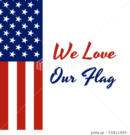 National flag of The United States of America with red stripes and white stars and inscription National flag of The United States of America with red stripes and white stars and inscription 53811904