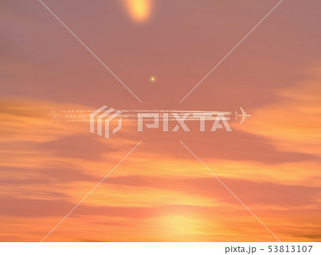 空と飛行機雲のある風景3ｄｃｇ0のイラスト素材