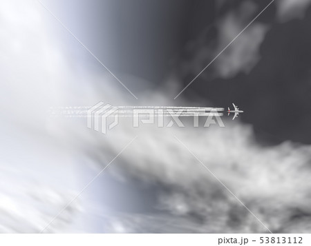 空と飛行機雲のある風景3ｄｃｇ5のイラスト素材