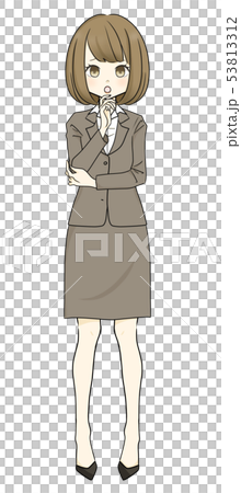 Suits-Women who put their hands on their jaws-troubled 53813312