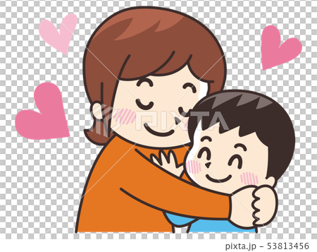 子供を抱きしめる母親のイラスト素材