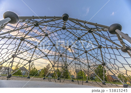 Beautiful landscape seen through a dome climber Beautiful landscape seen through a dome climber 53815245