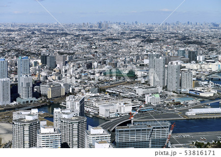 日本の東京都市景観  新宿や渋谷、六本木ヒルズ、東京タワーなどを望む 53816171