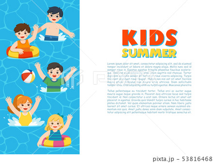 Happy kids play and swim in the sea. 53816468