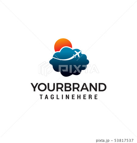 Flying Plane with Cloud and Sun logo design 53817537