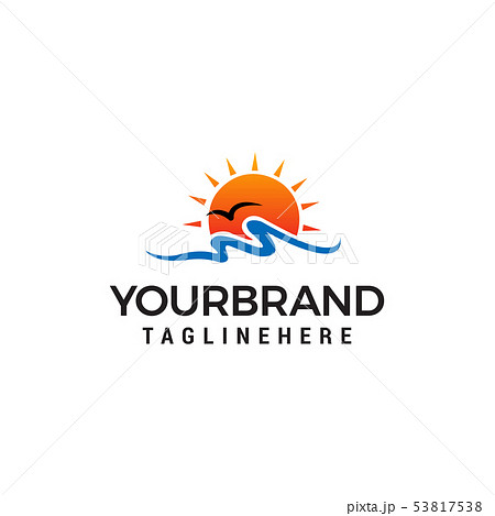 sun beach logo design concept template vector sun beach logo design concept template vector 53817538
