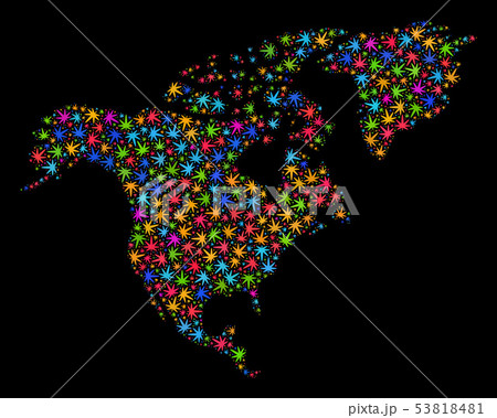 Mosaic North America Map of Bright Marijuana Leaves Mosaic North America Map of Bright Marijuana Leaves 53818481