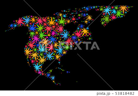 Mosaic North America and Greenland Map of Colorful Hemp Leaves Mosaic North America and Greenland Map of Colorful Hemp Leaves 53818482