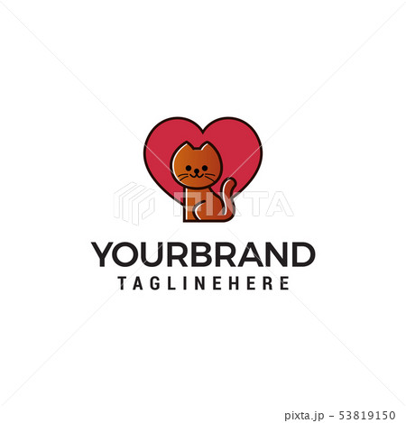 cat with heart logo design concept template vector 53819150