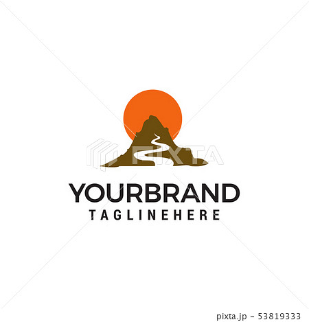 Mountains river and sun logo design concept Mountains river and sun logo design concept 53819333