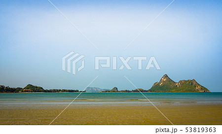 Summer landscape with beach, blue sea Summer landscape with beach, blue sea 53819363