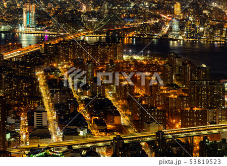 Aerial Manhattan bridge New York 53819523