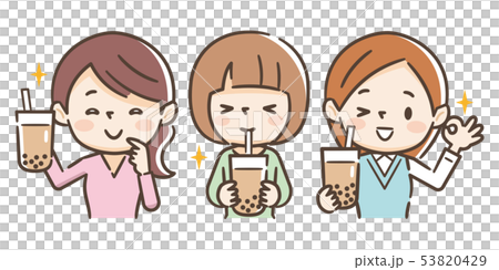 タピオカミルクティーを飲む女の子 タピオカミルクティーを飲む女の子 53820429