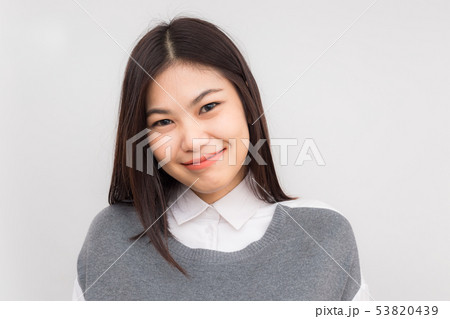 Portrait of beautiful asian smiling women skin 53820439