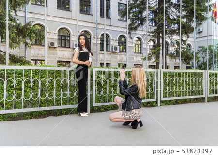 friends are photographed at the university 53821097