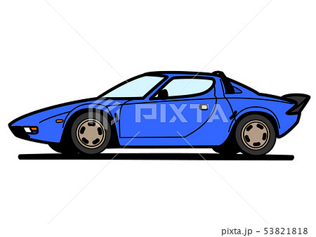 イタリアンヒストリッククーペ　青色　自動車イラスト 53821818