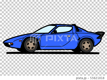 イタリアンヒストリッククーペ　青色　自動車イラスト 53821818