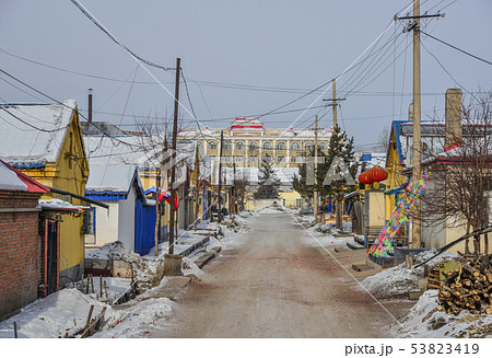Street at winter in Harbin, China 53823419