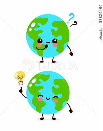 Happy cute Earth planet with question mark 53826494