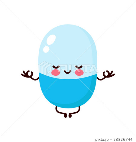 Cute healthy happy pill meditate 53826744