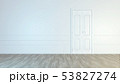 Modern white door. Grey wall with free space. Minimalist bright interior. 3d rendering 53827274