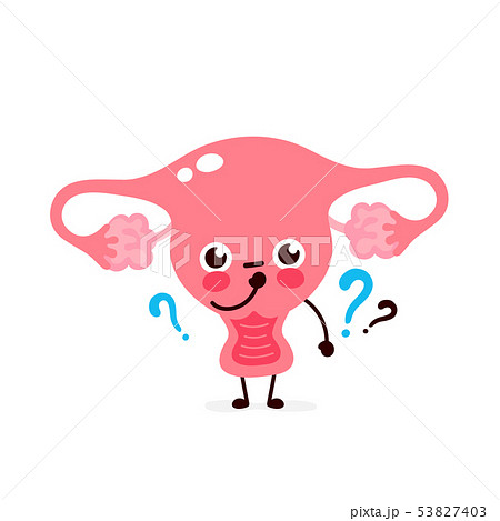 Cute uterus with question mark character Cute uterus with question mark character 53827403