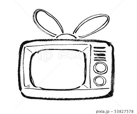 線画 白黒 モノクロ 昔のテレビ テレビ レトロテレビ レトロなテレビ 昭和のテレビ 昭和のイラスト素材